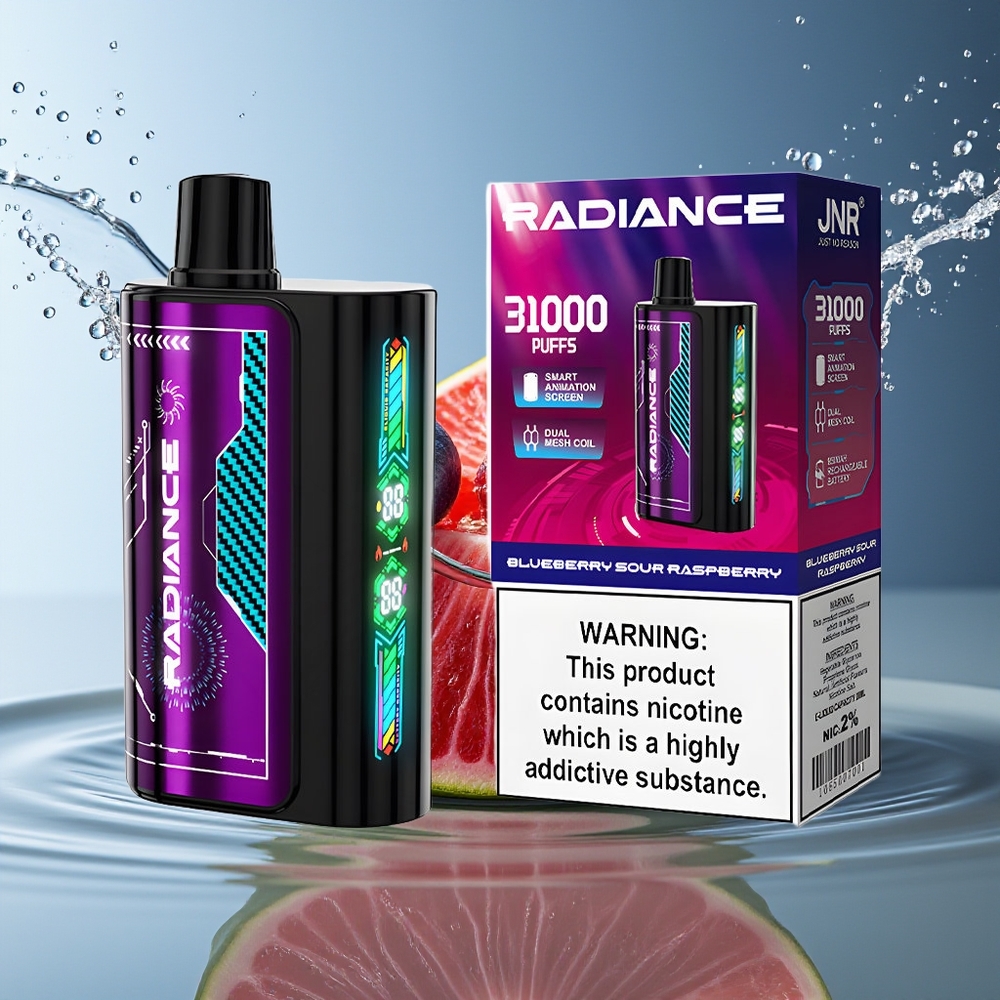 JNR Radiance 31000 Puffs Wegwerp Vape Blauwe Bes Zure Framboos 28ml Dual Mesh 950mAh