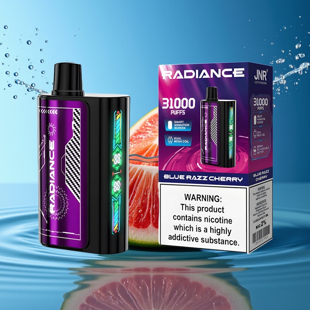 JNR Radiance 31000 Puffs Wegwerp Vape Blauwe Framboos Kers Dual Mesh 28ml