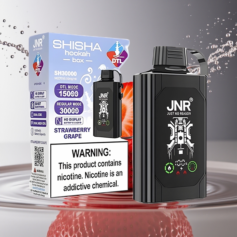 JNR Shisha Hookah Box 20500 Aardbei Druif HD Display Dual Mesh Type-C 1000mAh 25ml