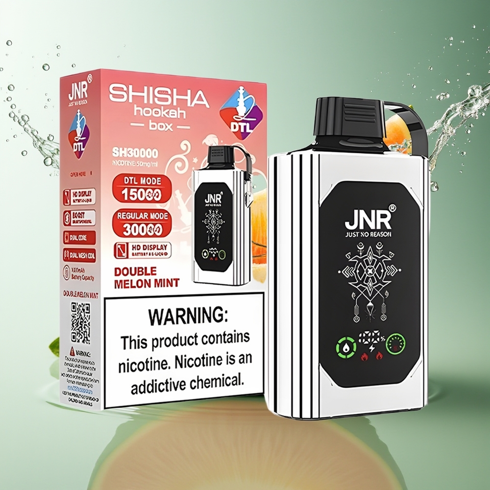 JNR Shisha Hookah Box 20500 Dubbele Meloen Munt HD Display 1000mAh 25ml Dual Mesh