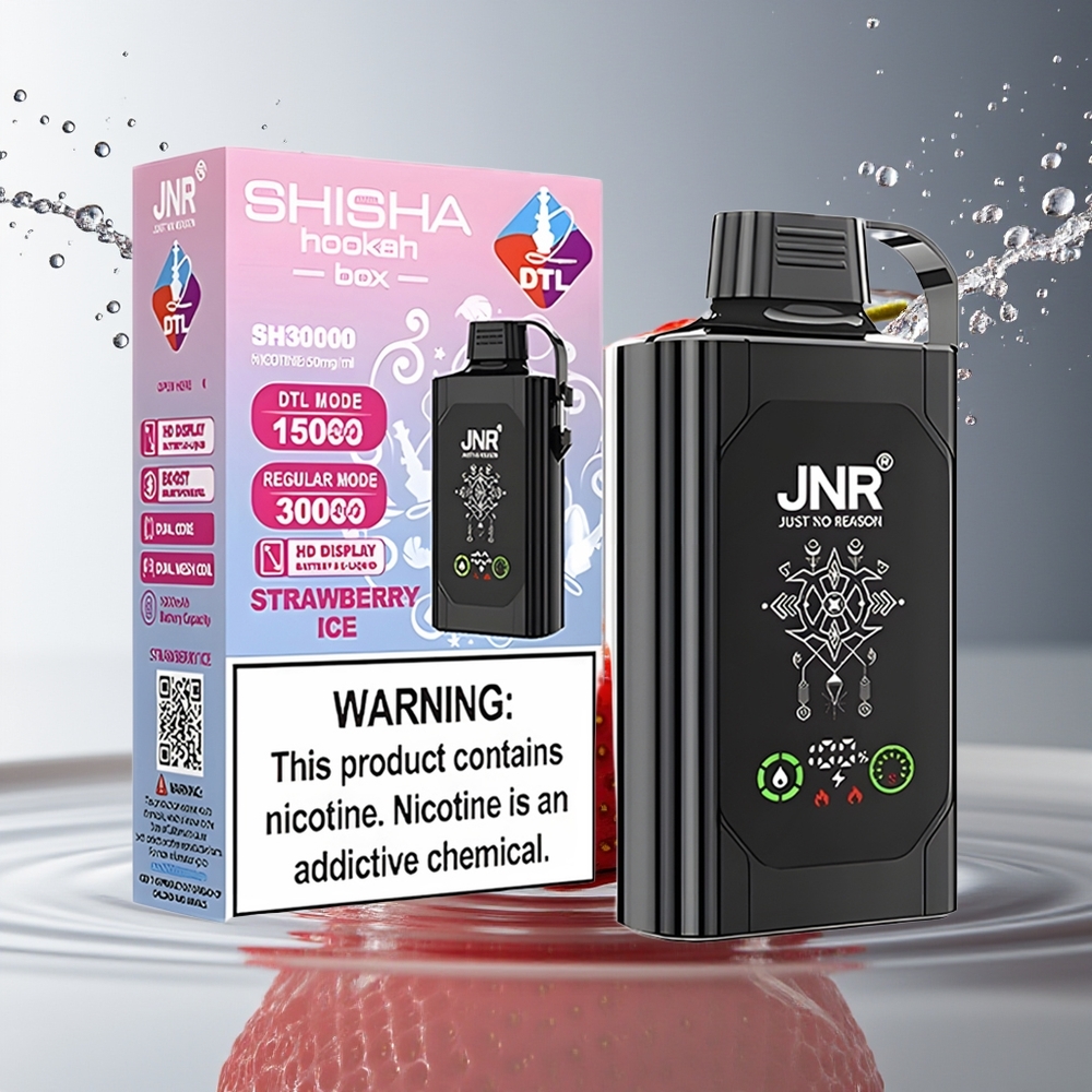 JNR Shisha Hookah Box 20500 Puffs Aardbei Ijs HD Display 1000mAh 25ml Dual Mesh Coil Type-C