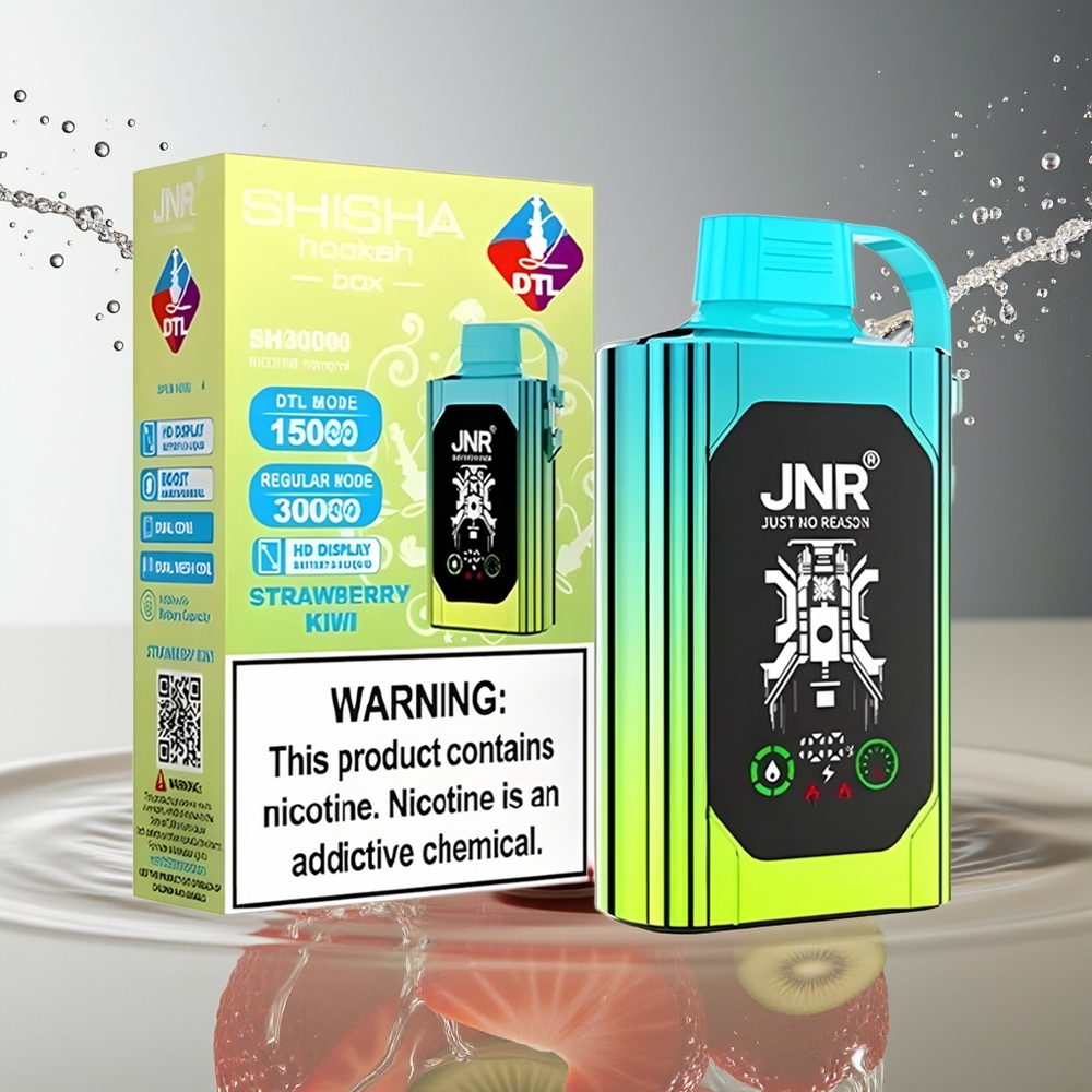 JNR Shisha Hookah Box 20500 Puffs Aardbei Kiwi HD Display 1000mAh 25ml Dual Mesh Type-C