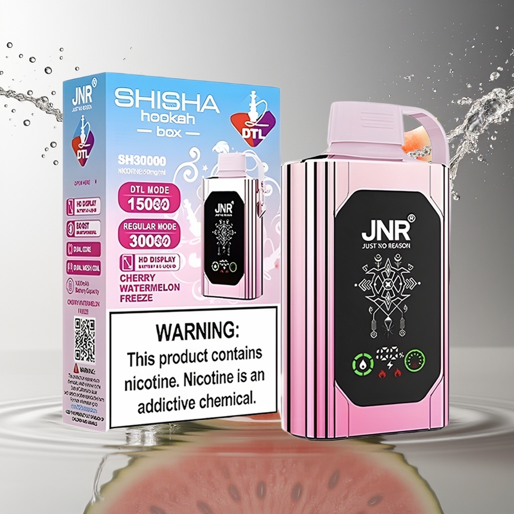 JNR Shisha Hookah Box 20500 Puffs Kers Watermeloen IJs HD Display 1000mAh 25ml Dual Mesh Type-C