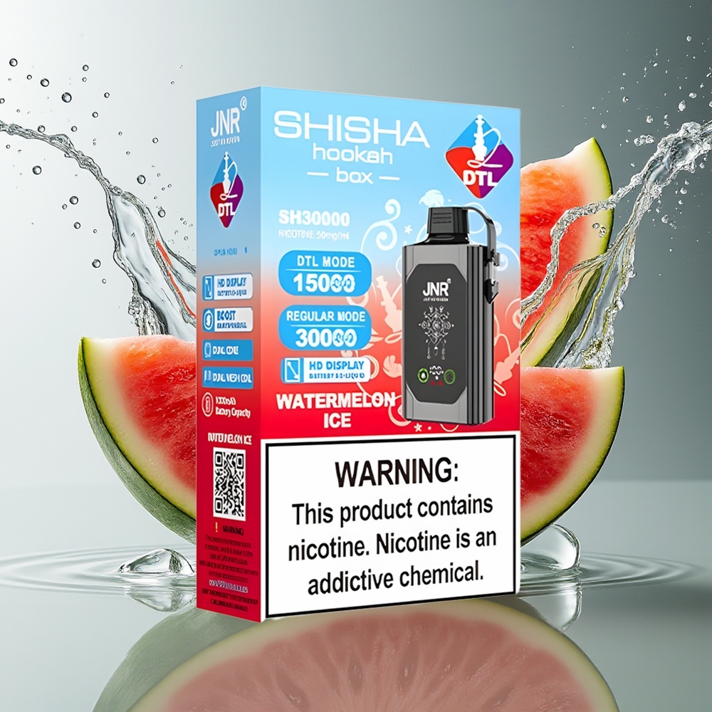 JNR Shisha Hookah Box 20500 Puffs Watermeloen IJs HD Display 1000mAh 25ml Dual Mesh Coil Type-C