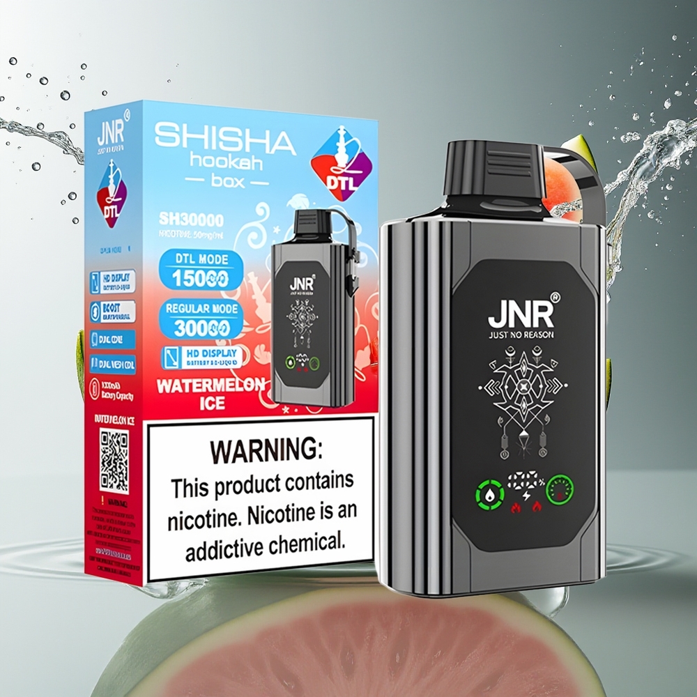 JNR Shisha Hookah Box 20500 Puffs Watermeloen IJs HD Display 1000mAh 25ml Dual Mesh Coil Type-C