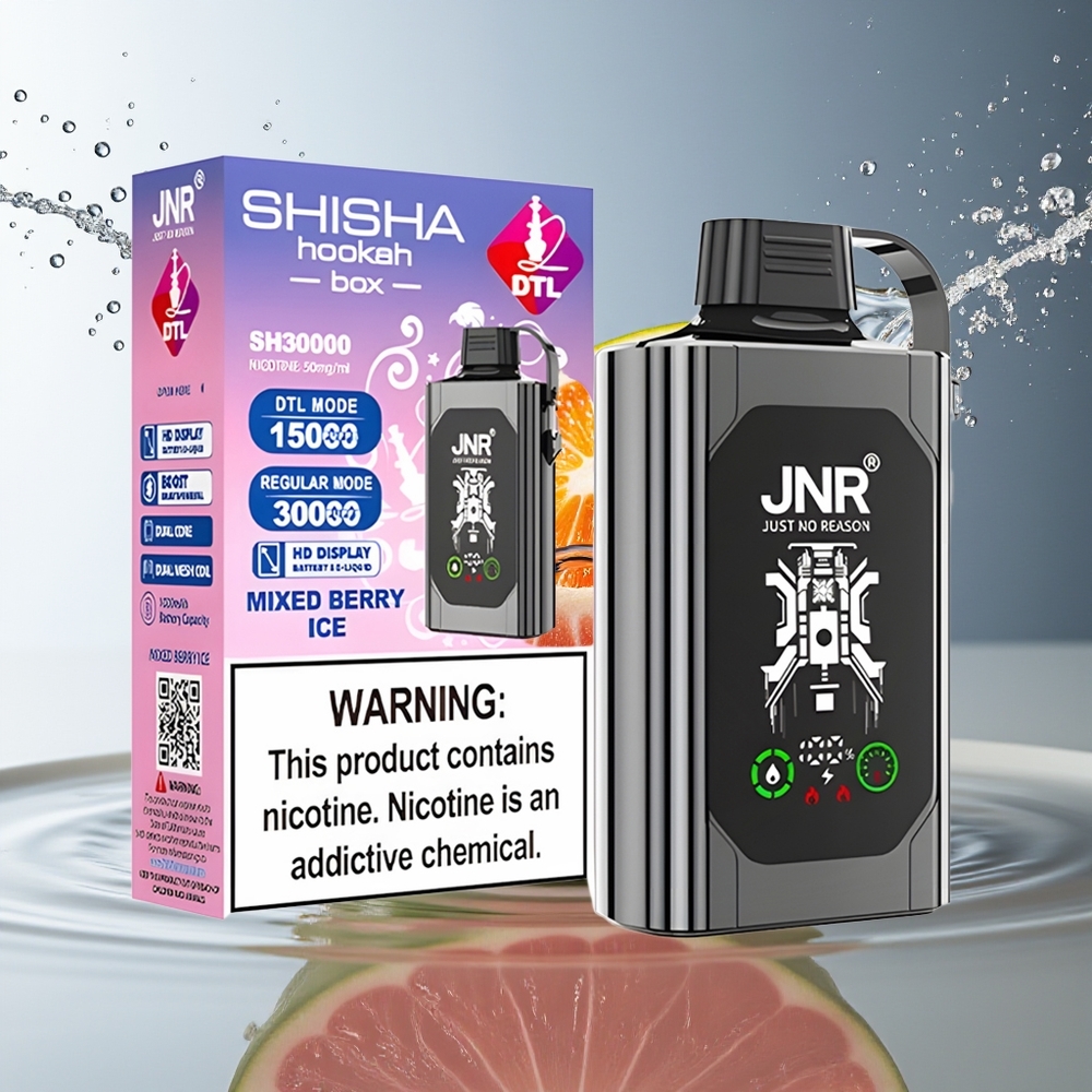 JNR Shisha Hookah Box 20500 Puffs Wegwerp Vape Gemengde Bes Ijs HD Display Dual Mesh Coil Type-C