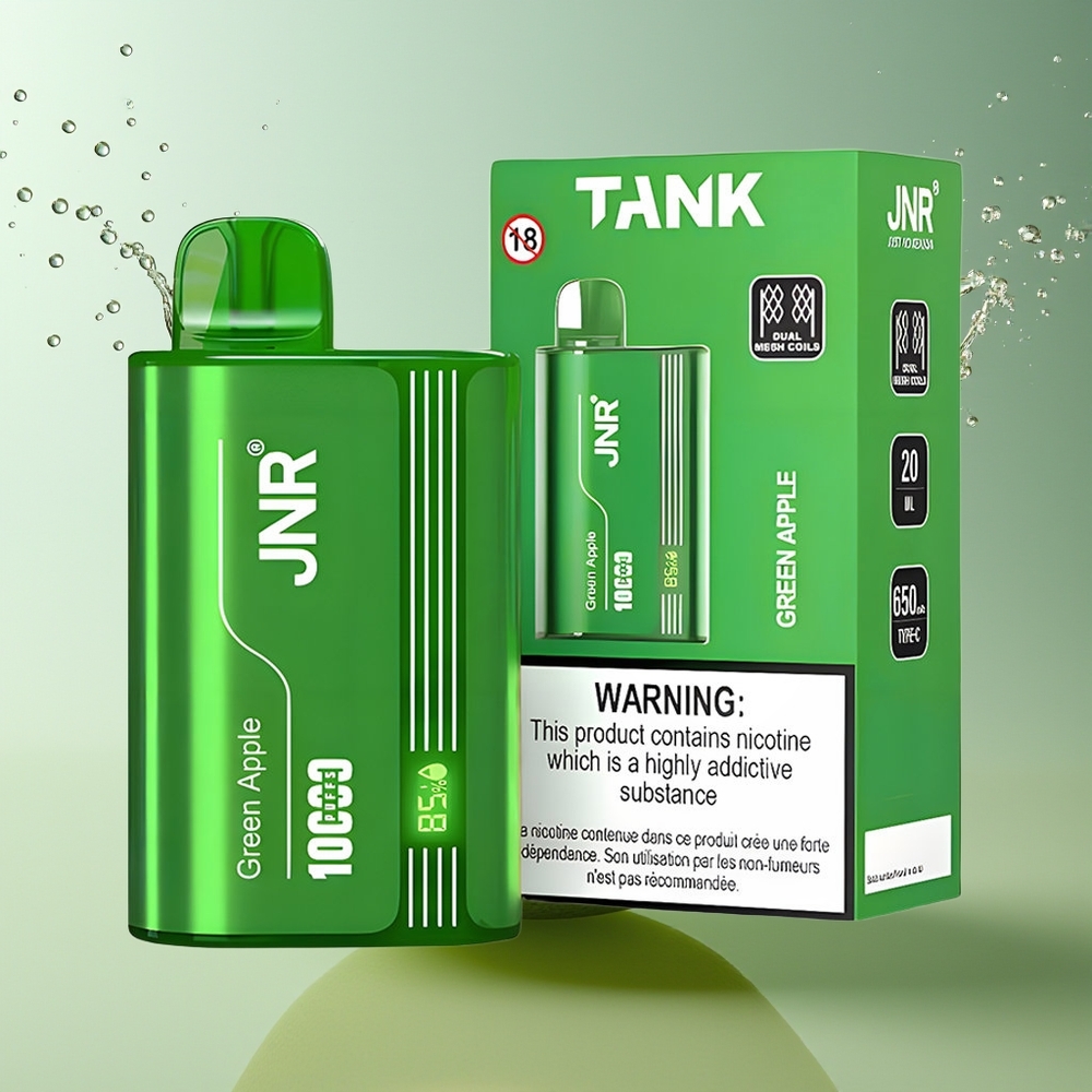 JNR Tank 10000 Puffs Wegwerp Vape Groene Appel Perzik Peer Dual Mesh Display Type-C