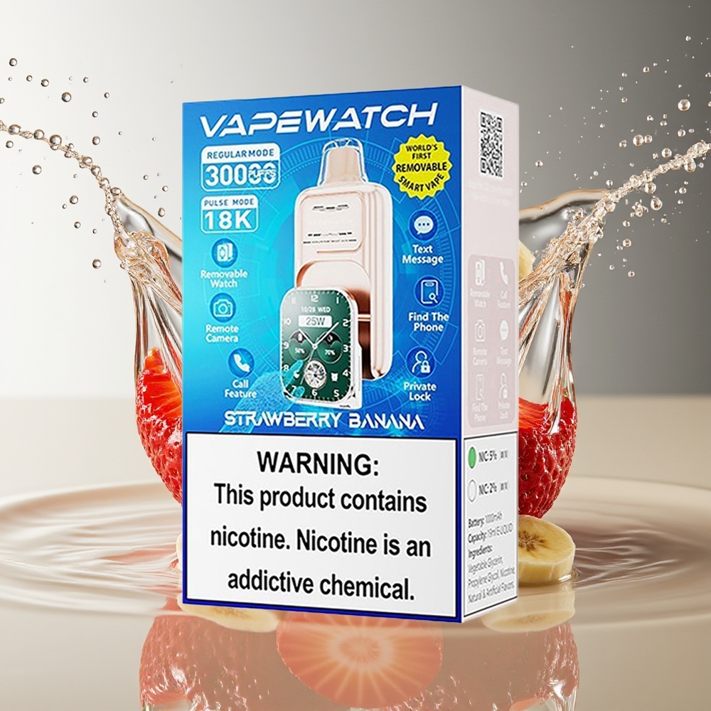 JNR VapeWatch 30000 Puffs Aardbei Banaan Dual Mesh Coil Type-C 1000mAh 19mL 5%