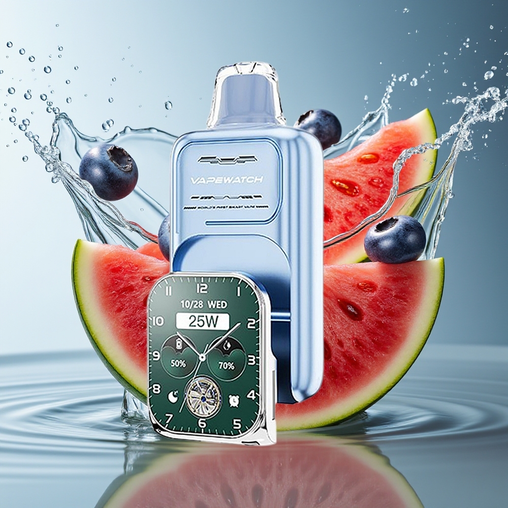 JNR VapeWatch 30000 Puffs Blauwe Bes Watermeloen 1000mAh 19mL 5% Dual Mesh Type-C