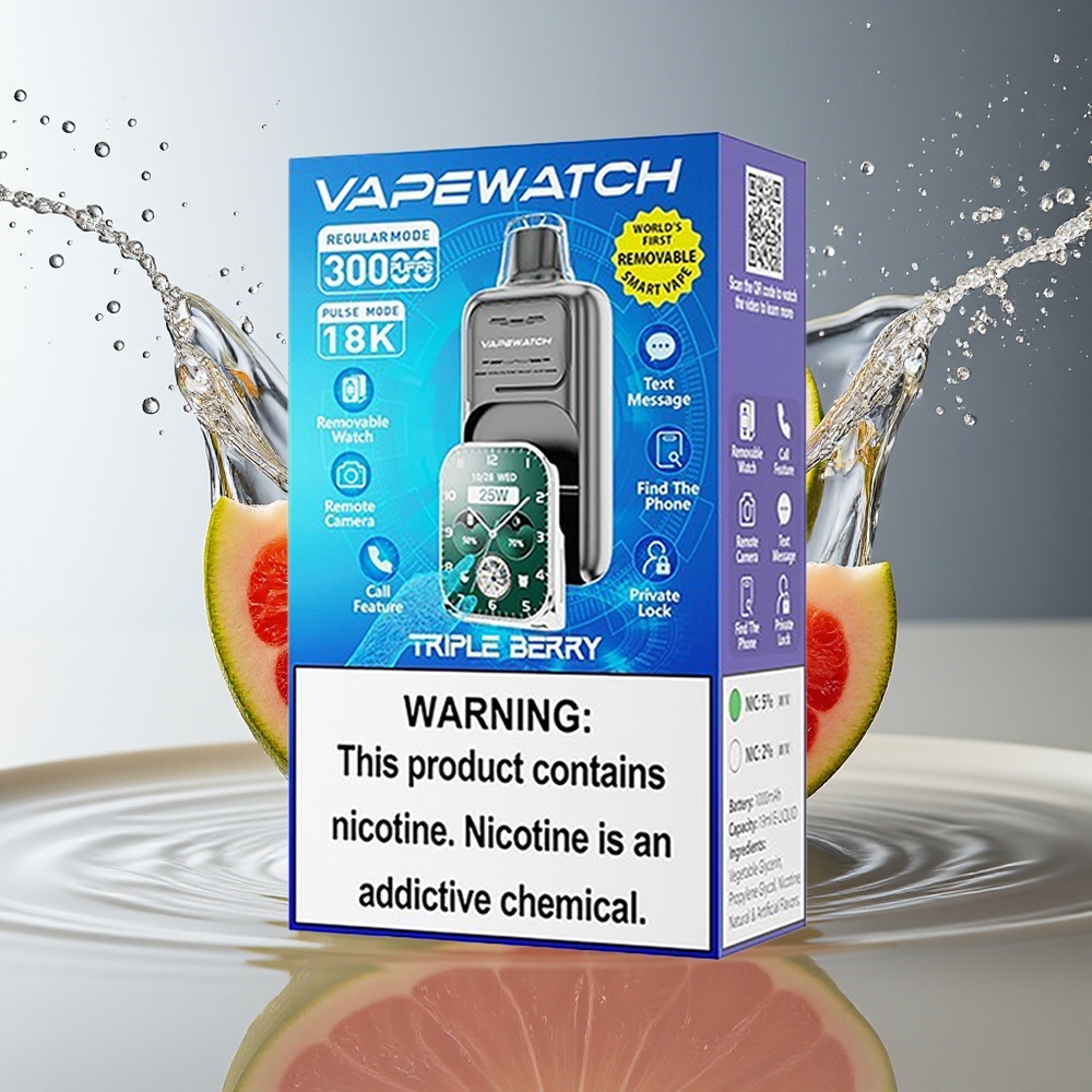 JNR VapeWatch 30000 Puffs Drievoudige Bes Wegwerp Vape 1000mAh Type-C Dual Mesh Coil