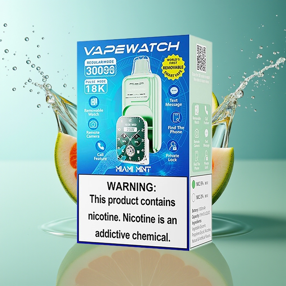 JNR VapeWatch 30000 Puffs Dual Mesh Miami Munt 1000mAh Type-C 19mL 5%