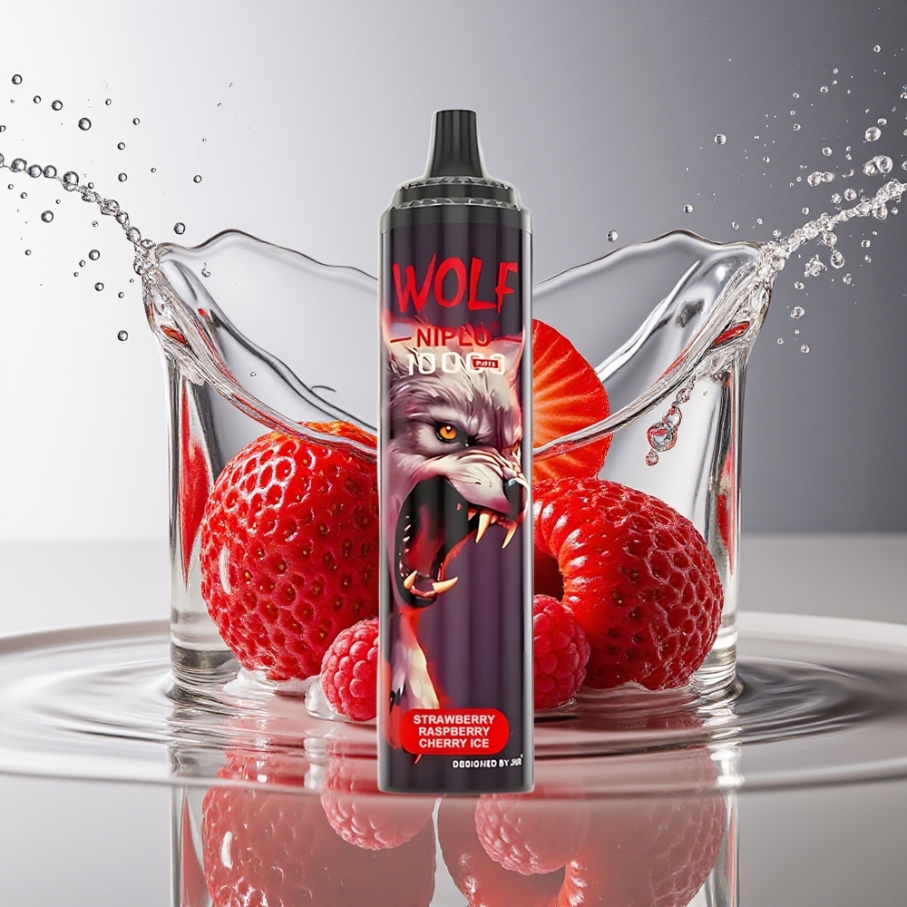 JNR Wolf Niplo 10000 Puffs Aardbei Framboos Kers IJs 1.0 Ohm Mesh 650mAh 20ml Type-C