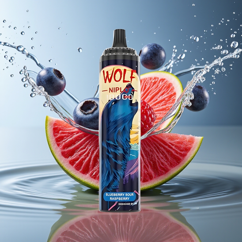 JNR Wolf Niplo 10000 Puffs Blauwe Bes Zure Framboos Mesh 1.0 Ohm 650mAh Type-C