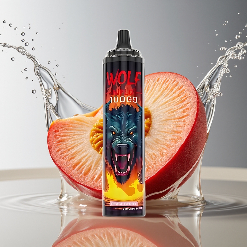 JNR Wolf Niplo 10000 Puffs Perzik Bes Wegwerp Vape Mesh 1.0 Ohm 20ml Type-C