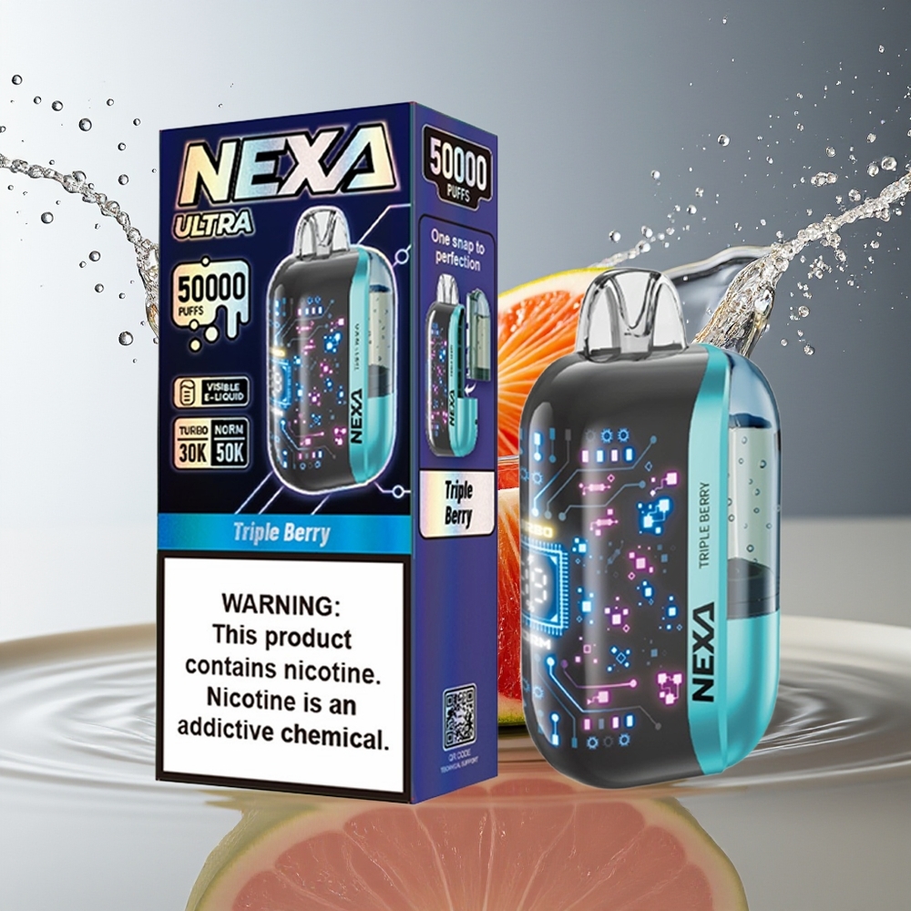 NEXA Ultra 50000 Puffs Drie Bessen 20ml 800mah 5% 0.9ohm Dual Mesh 3D Scherm Type-C