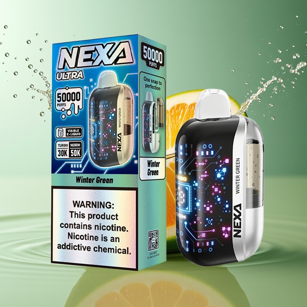 NEXA Ultra 50000 Puffs Wintergroen 20ml 800mah 5% 0.9ohm Dual Mesh 3D Scherm Type-C