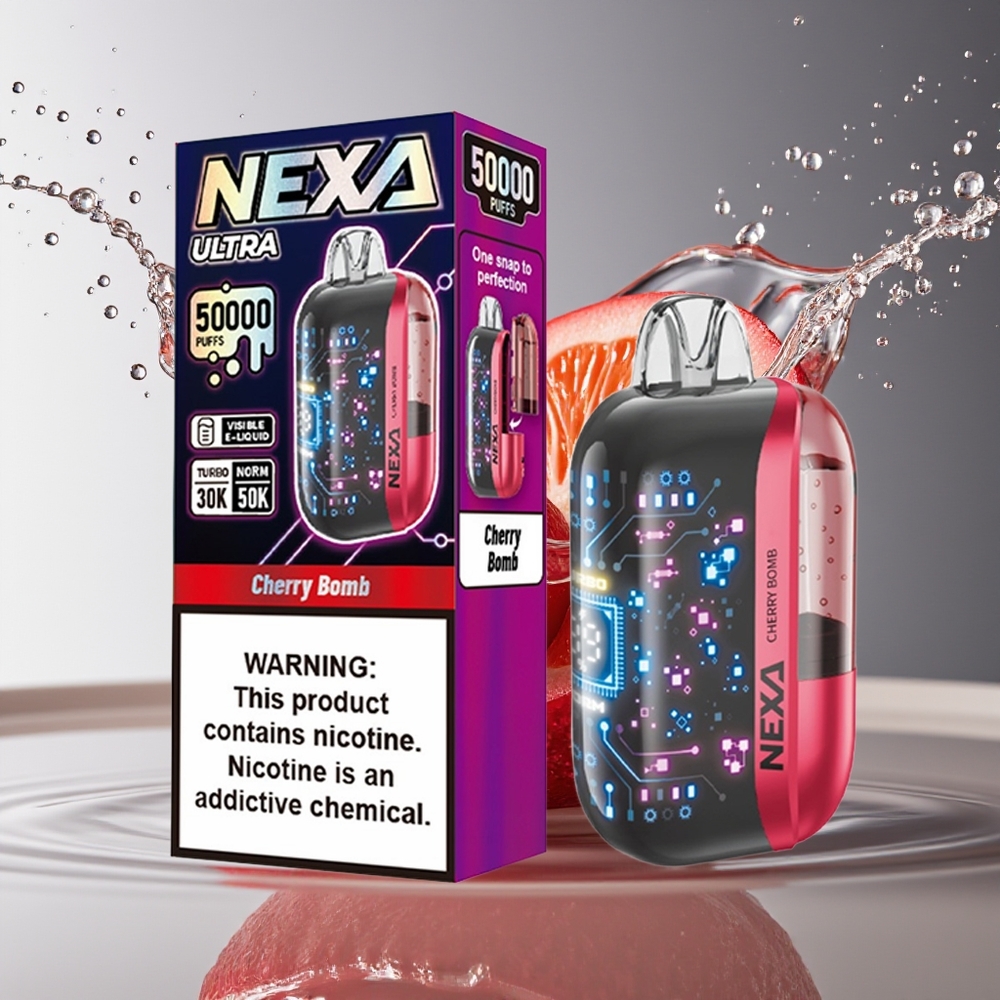 NEXA Ultra 50K 20ml 800mah 5% Kersen Bomp 3D Scherm Dual Mesh Type-C