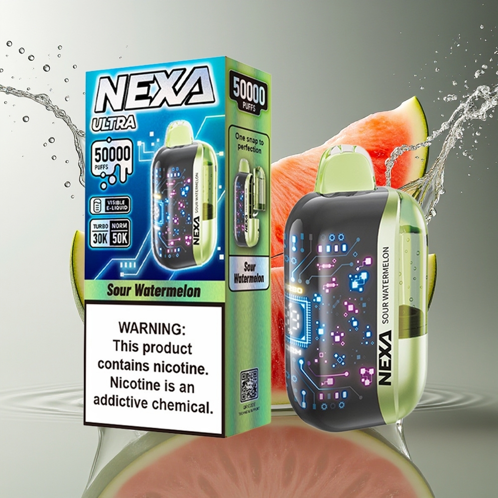 NEXA Ultra 50K 50000 Zure Watermeloen Display Coil 20ml 800mah 5% Type-C