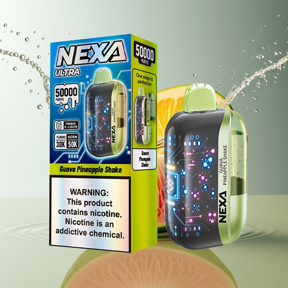NEXA Ultra 50K Guave Ananas Shake 20ml 800mAh 5% Nicotine 0.9ohm Dual Mesh 3D Scherm Type-C
