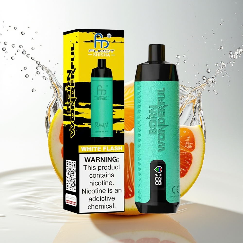 RandM Fumot Shisha 10000 Puffs 18ml 850mAh Witte Flits Type-C Mesh Coil 0.5% Nic