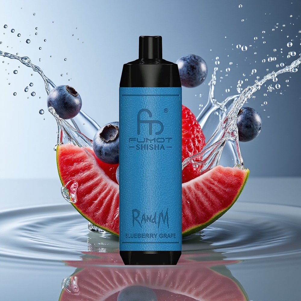 RandM Fumot Shisha 10000 Puffs Blauwe Bes Druif LED Type-C 18ml 0.6ohm