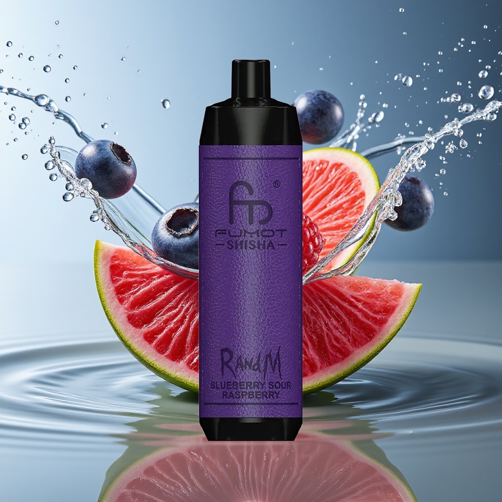 RandM Fumot Shisha 10000 Puffs Blauwe Bes Zure Framboos Wegwerp Vape LED Mesh Type-C