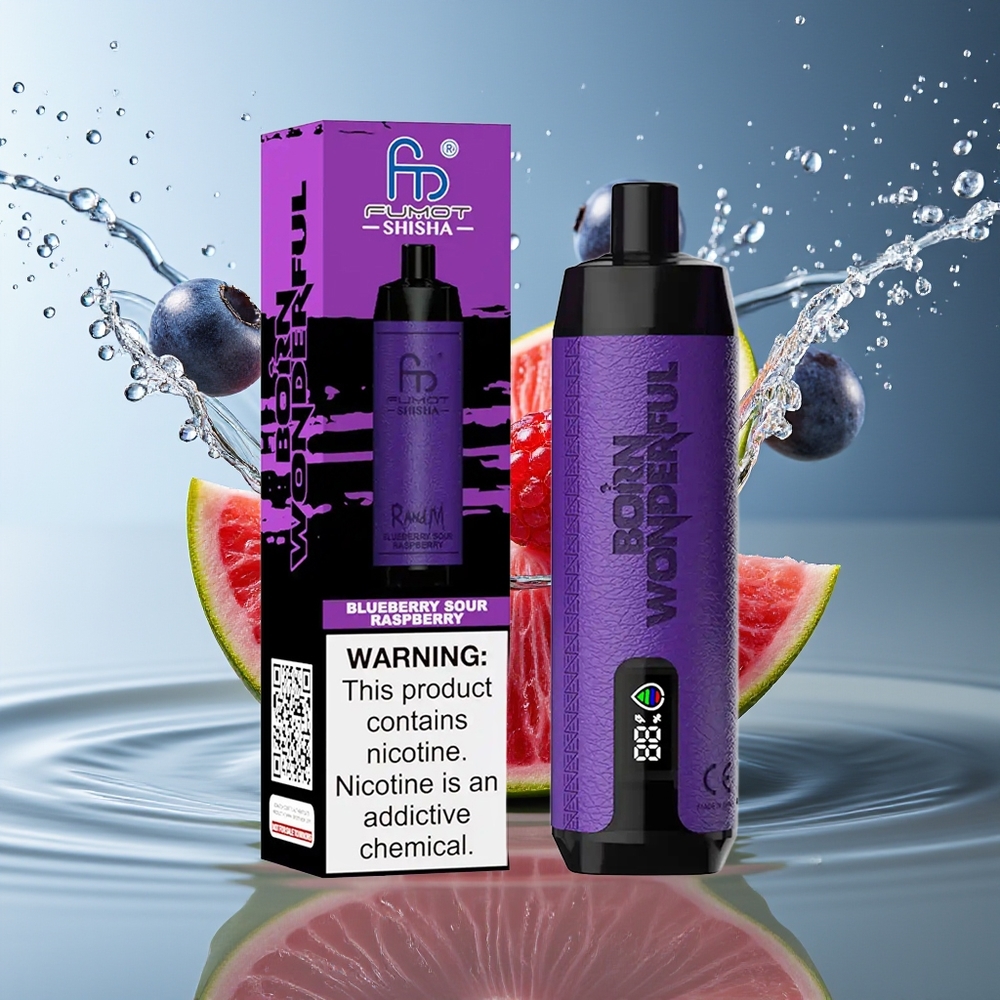 RandM Fumot Shisha 10000 Puffs Blauwe Bes Zure Framboos Wegwerp Vape LED Mesh Type-C