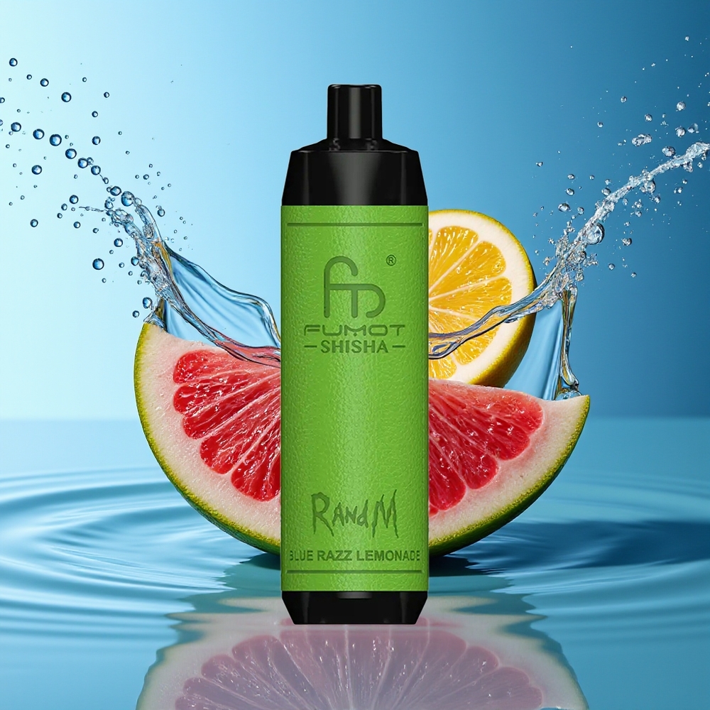 RandM Fumot Shisha 10000 Puffs Blauwe Framboos Limonade LED Type-C 0.6ohm