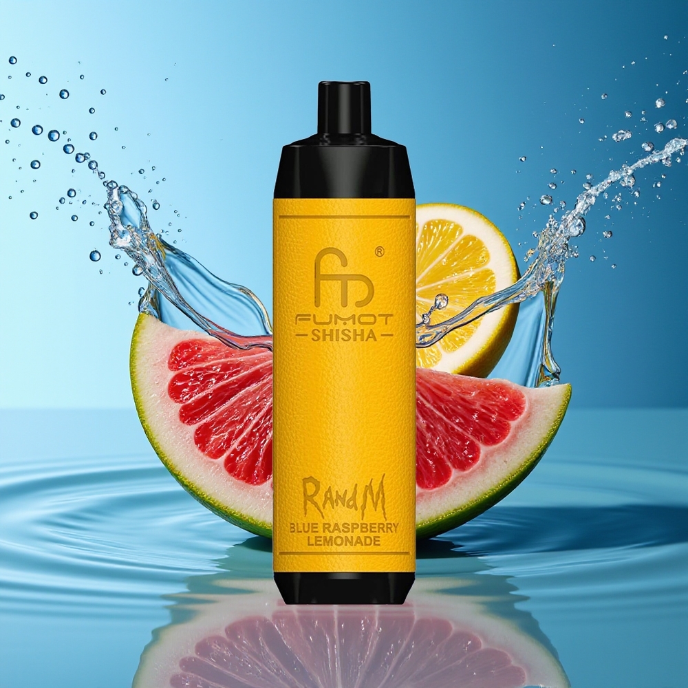 RandM Fumot Shisha 10000 Puffs Blauwe Framboos Limonade Wegwerp Vape LED Type-C 18ml