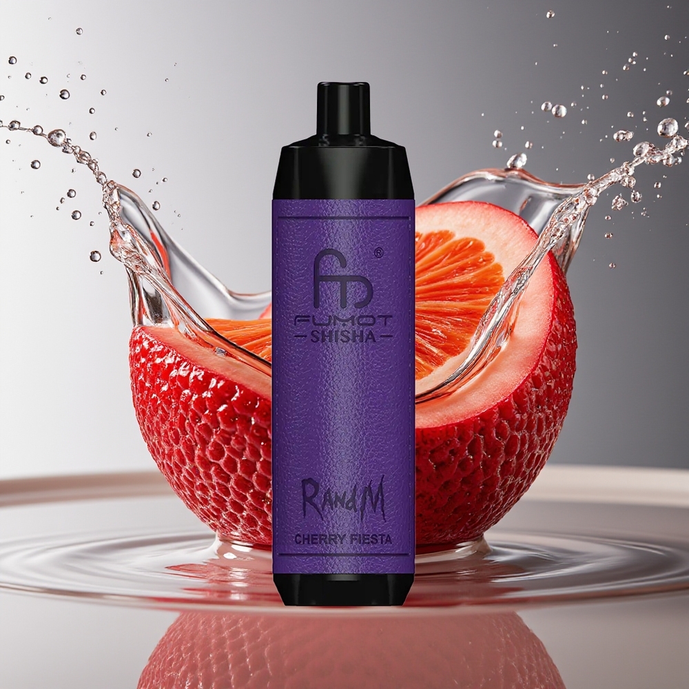 RandM Fumot Shisha 10000 Puffs Kersenfeest LED Type-C 0.6ohm Mesh 18ml 850mAh 0.5% Nic