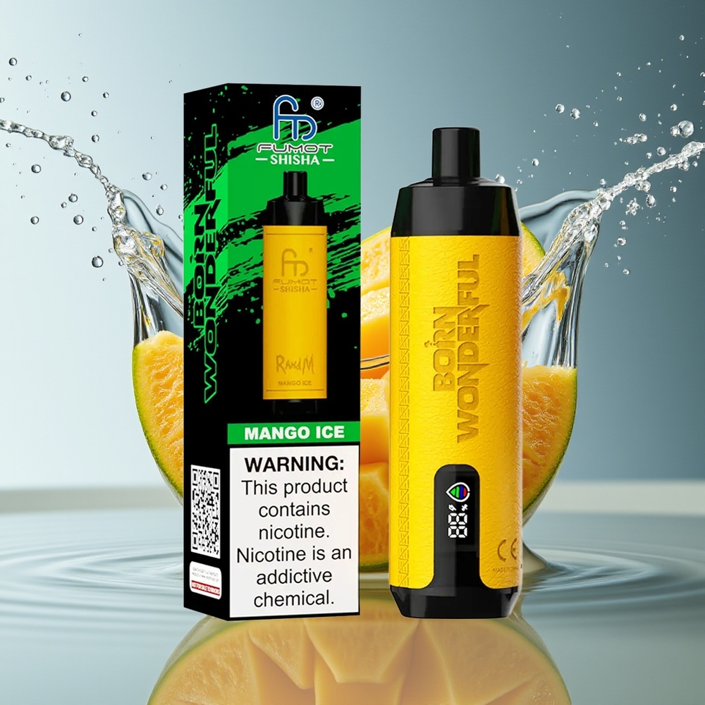 RandM Fumot Shisha 10000 Puffs Mango IJs LED Type-C 18ml Mesh 0.6ohm 850mAh 0.5% Nic