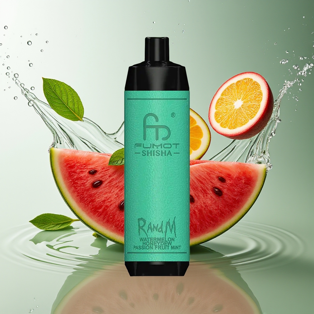 RandM Fumot Shisha 10000 Puffs Watermeloen Honingmeloen Passievrucht Munt LED Mesh Type-C