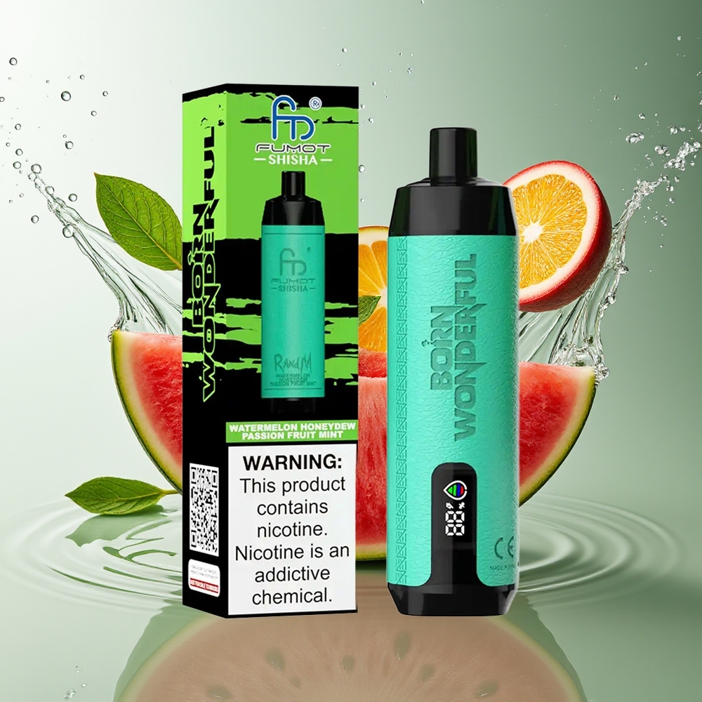 RandM Fumot Shisha 10000 Puffs Watermeloen Honingmeloen Passievrucht Munt LED Mesh Type-C