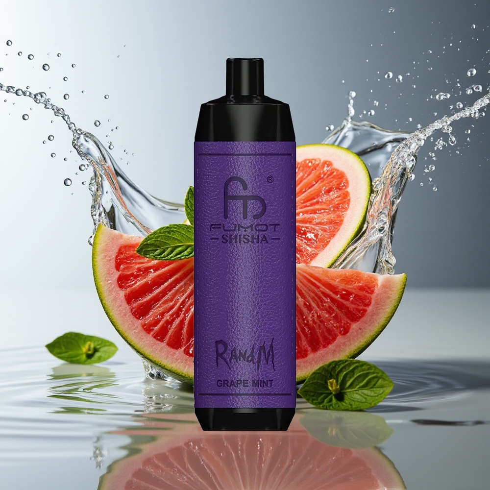 RandM Fumot Shisha 10000 Puffs Wegwerp Vape Druiven Munt LED Type-C Mesh 0.5%