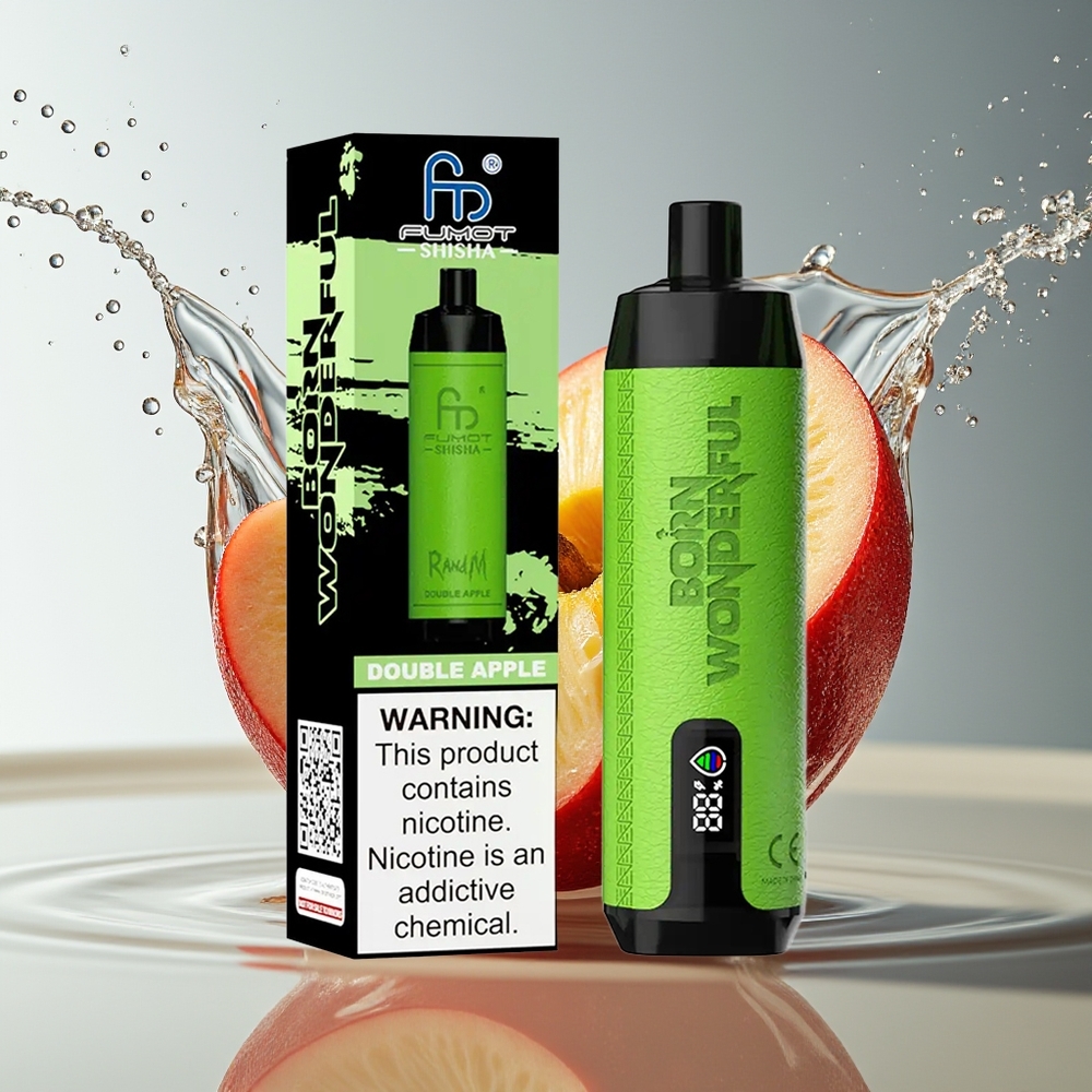 RandM Fumot Shisha 10000 Puffs Wegwerp Vape Dubbel Appel LED Type-C 18ml