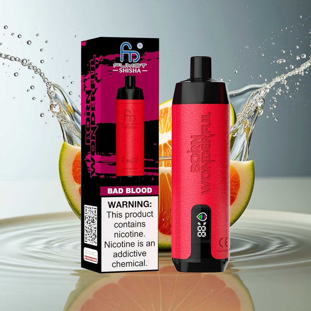 RandM Fumot Shisha 10000 Puffs Wegwerp Vape Slecht Bloed 18ml 850mAh Mesh Coil Type-C