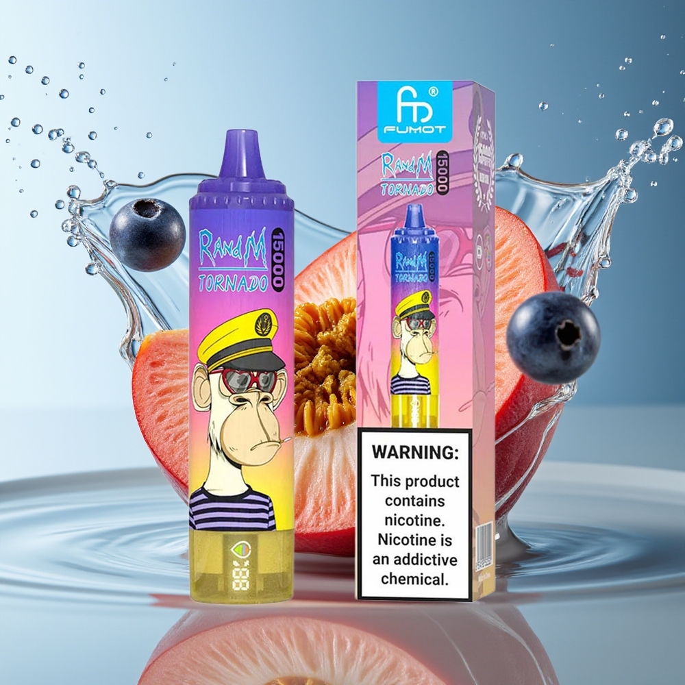 RandM Fumot Tornado 15000 Peperblauwe Snoep 25ml 850mAh Mesh LCD Type-C