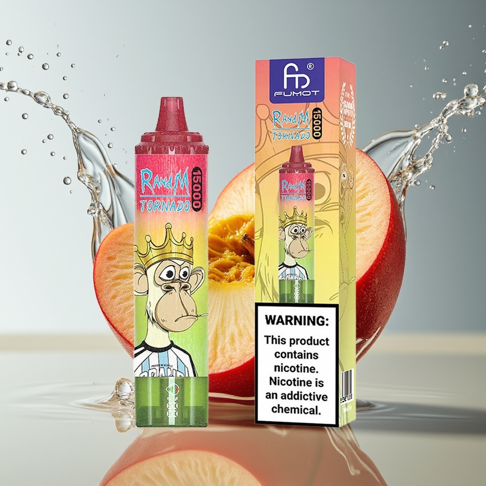 RandM Fumot Tornado 15000 Puffs Appel Perzik Peer LCD Mesh Type-C