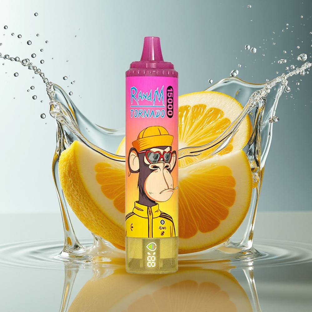 RandM Fumot Tornado 15000 Puffs Banaan IJs 25ml 850mAh Mesh LCD Type-C