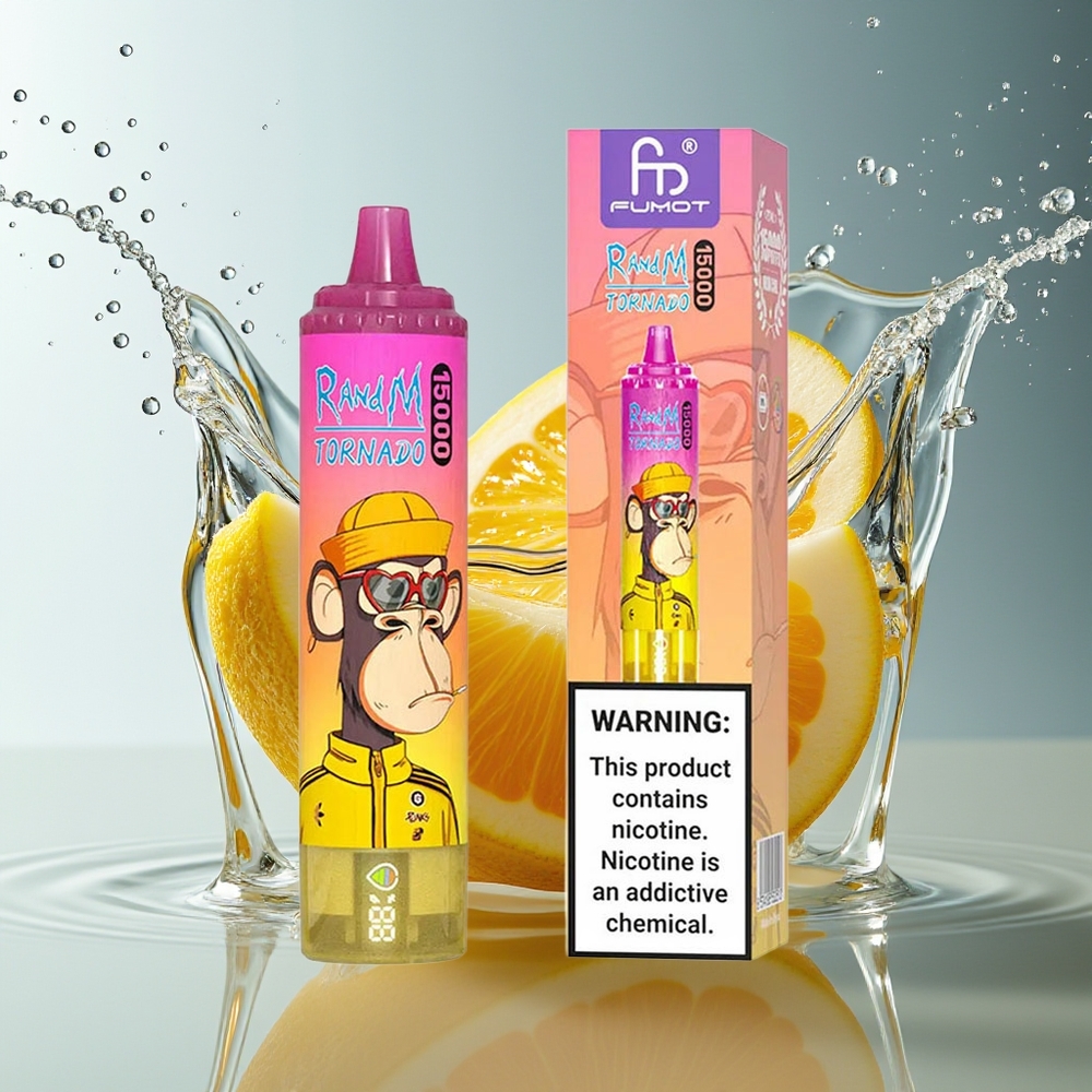 RandM Fumot Tornado 15000 Puffs Banaan IJs 25ml 850mAh Mesh LCD Type-C
