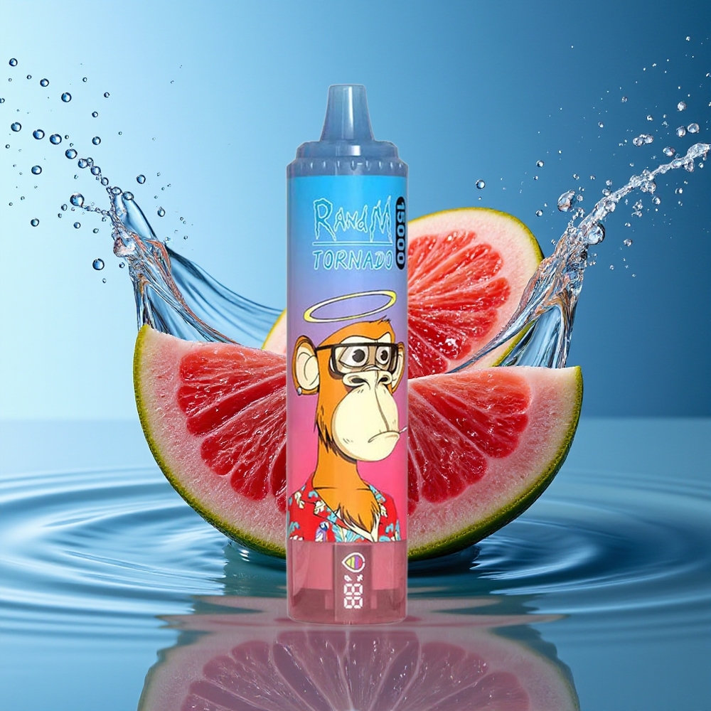 RandM Fumot Tornado 15000 Puffs Blauwe Framboos Kers Type-C Oplaadbaar LCD Mesh Coil