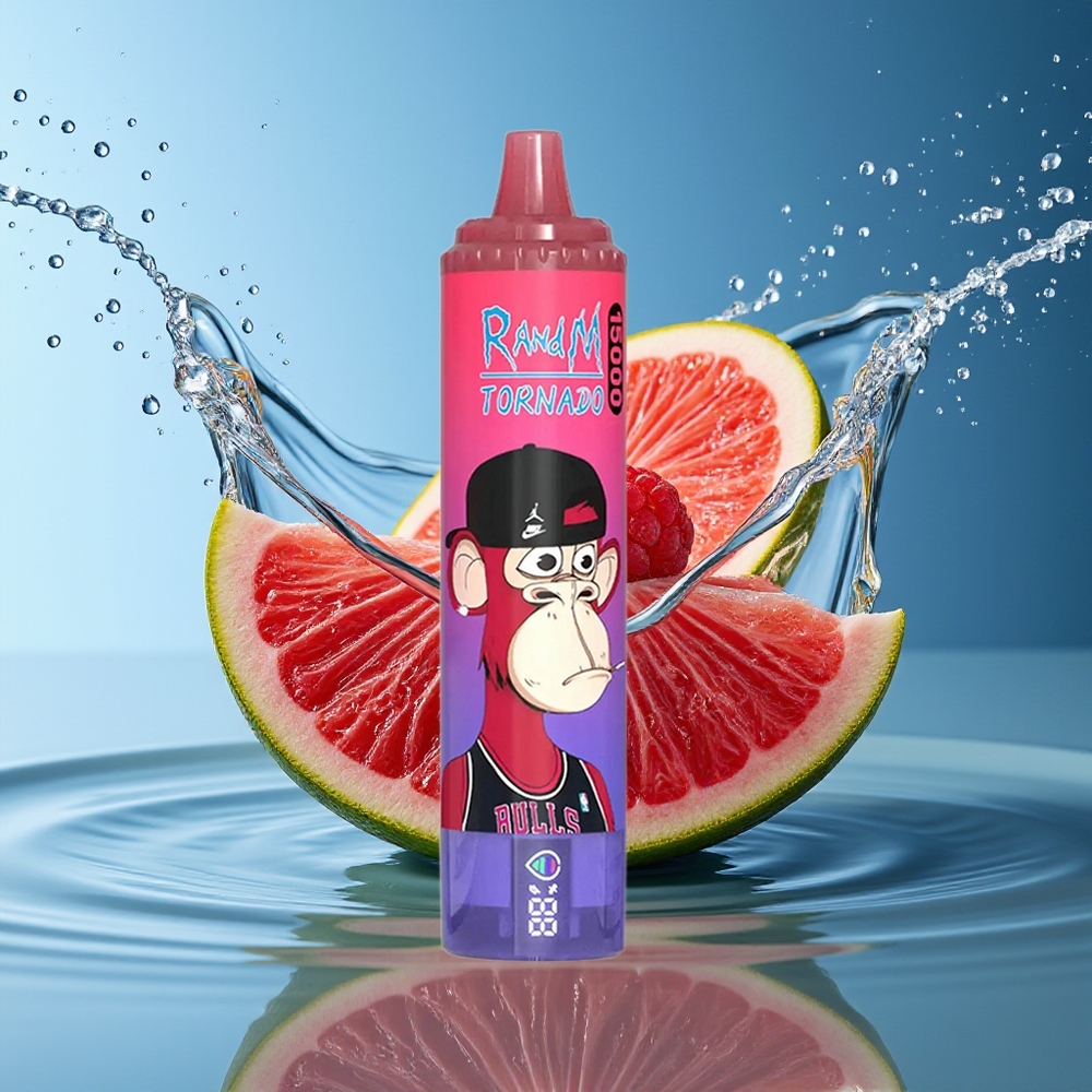 RandM Fumot Tornado 15000 Puffs Blauwzuur Framboos LCD Type-C Oplaadbaar