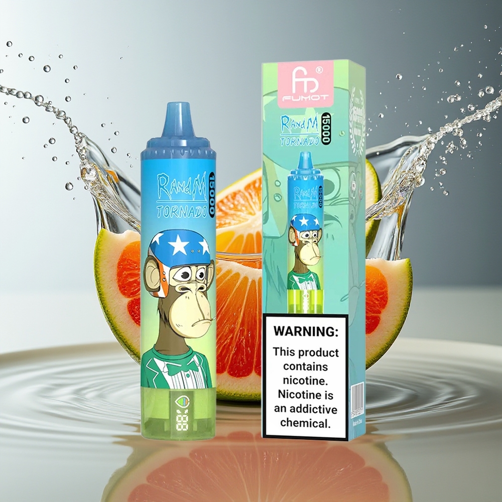 RandM Fumot Tornado 15000 Puffs Disposable Gummybeer (Gomberen) LCD Type-C Mesh 25ml 850mAh