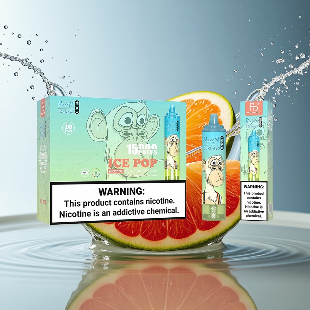 RandM Fumot Tornado 15000 Puffs IJs Pop Wegwerp Vape Mesh Coil Type-C LCD