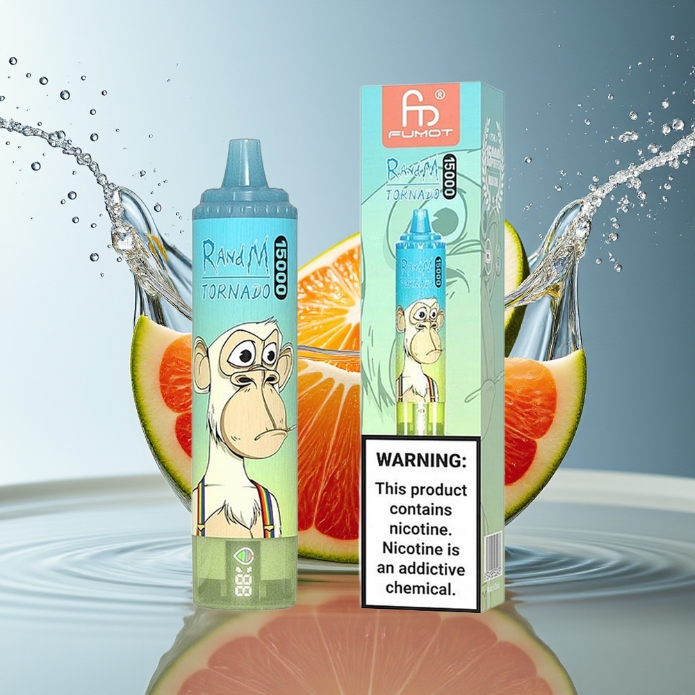 RandM Fumot Tornado 15000 Puffs IJs Pop Wegwerp Vape Mesh Coil Type-C LCD
