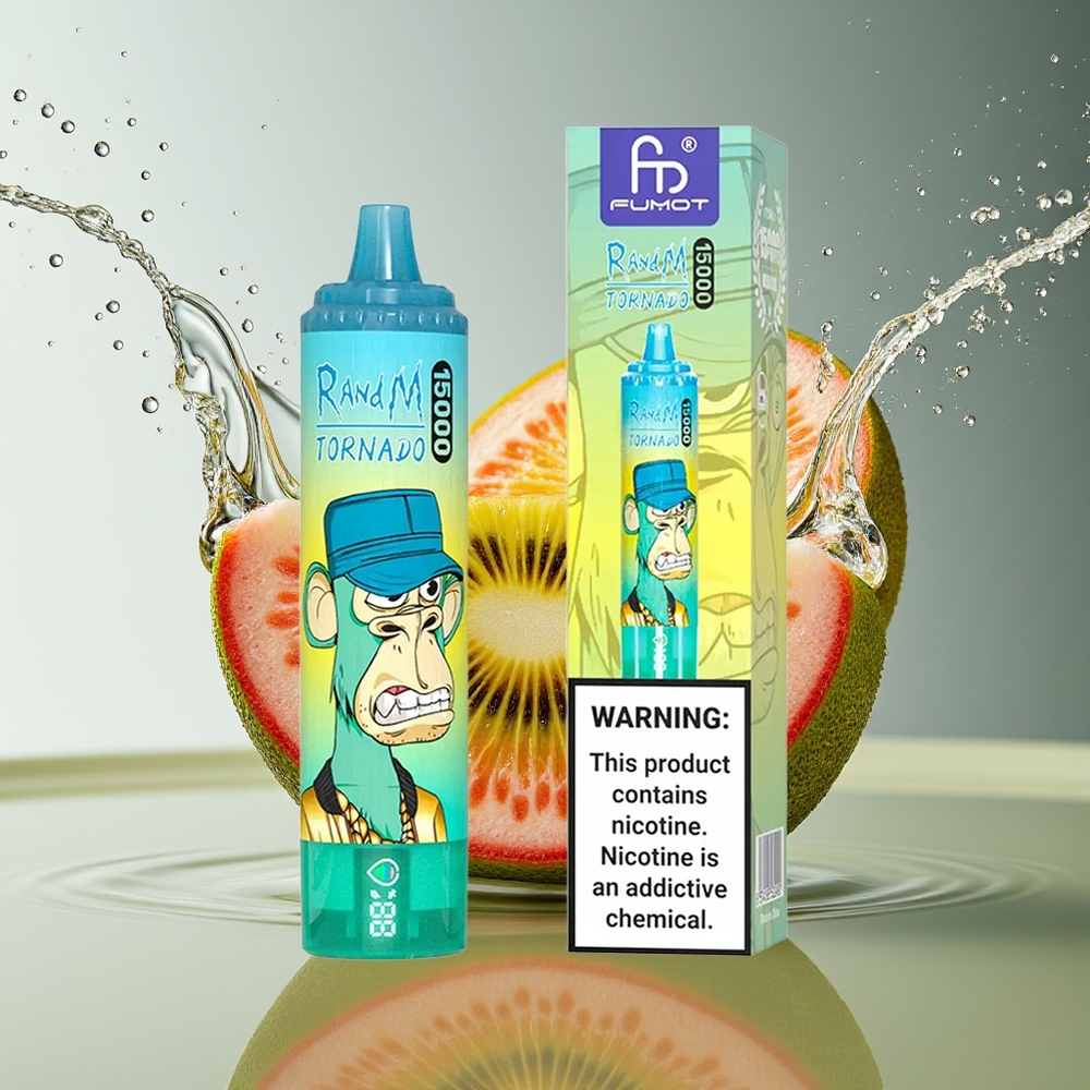 RandM Fumot Tornado 15000 Puffs Kiwi Passievrucht Guava 25ml 850mAh Mesh LCD