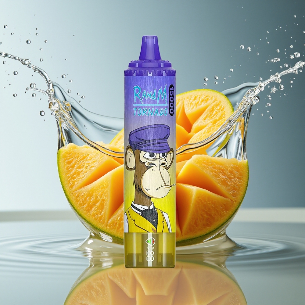 RandM Fumot Tornado 15000 Puffs Mango Op IJs LCD Mesh Coil Type-C 25ml 850mAh
