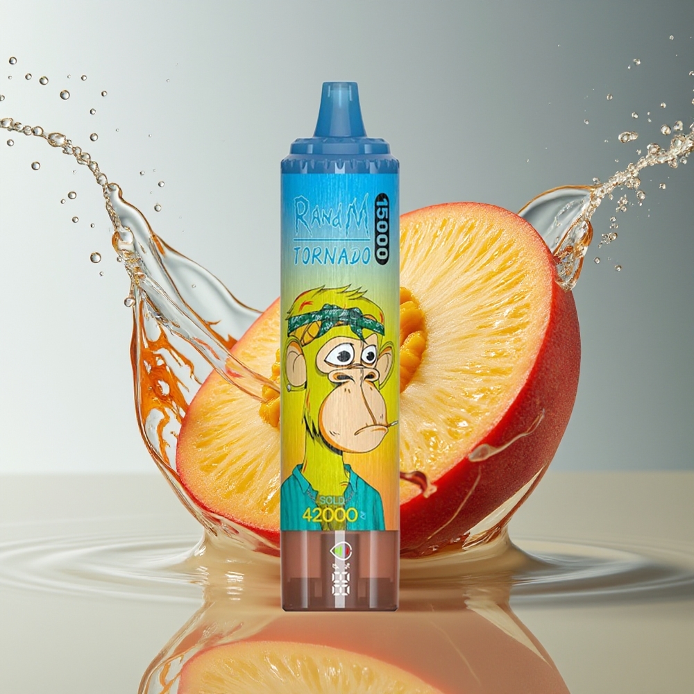 RandM Fumot Tornado 15000 Puffs Perzik Mango LCD Type-C Oplaadbaar