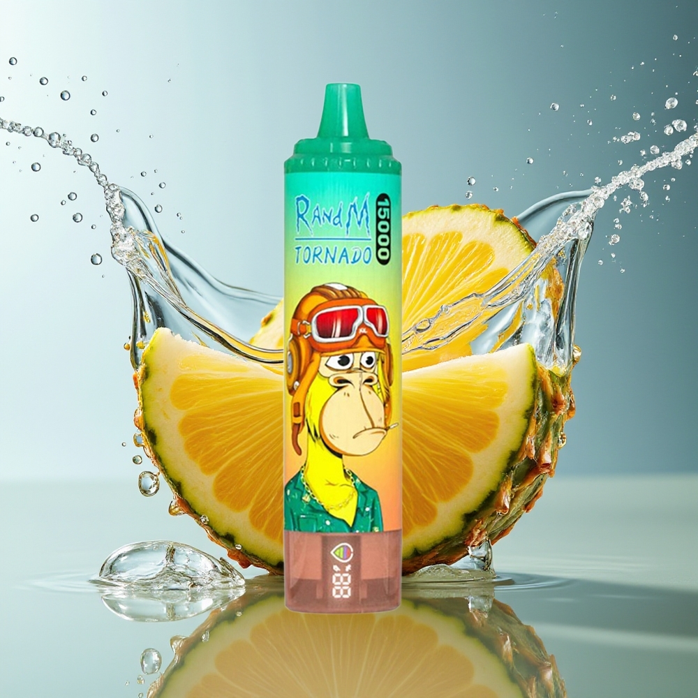 RandM Fumot Tornado 15000 Puffs Wegwerp Vape Ananas IJs 25ml 850mAh Mesh LCD Type-C
