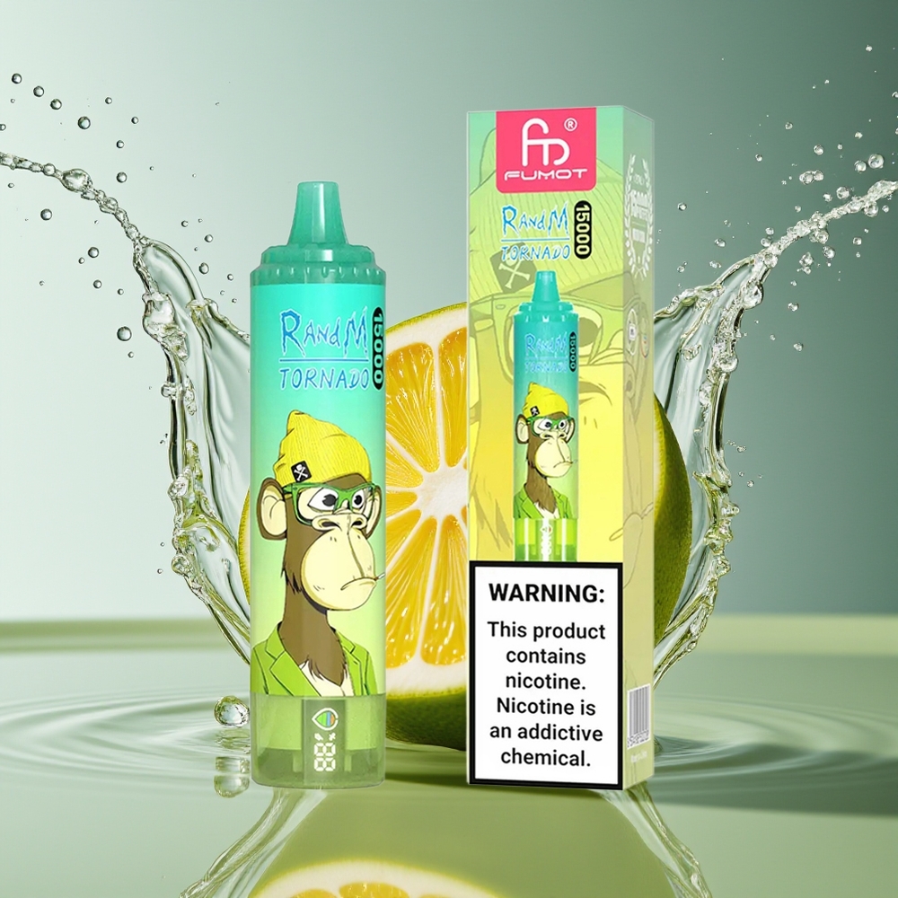 RandM Fumot Tornado 15000 Puffs Wegwerp Vape Citroen Limoen 25ml 850mAh Mesh LCD